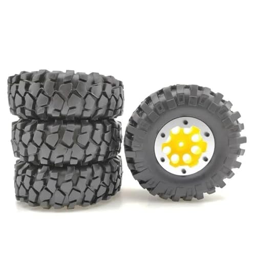 RC Reifen Für Axial Für SCX10 Für Tamiya CC01 D90 TF2 Trxs TRX4 1,9 Zoll Gummireifen Felge 96 Mm Für 1/10 RC Rock Crawler(Yellow White) von MKIUYVD