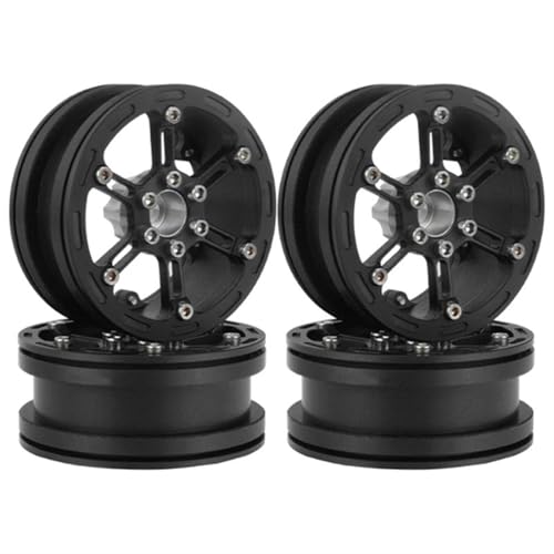 RC Reifen Für Axial Für SCX10 Für Wraith Für Capra RR10 Für Traxxas TRX4 2,2 Metall Beadlock Felge Nabe Für 1/10 RC Crawler Auto(Gray Black) von MKIUYVD