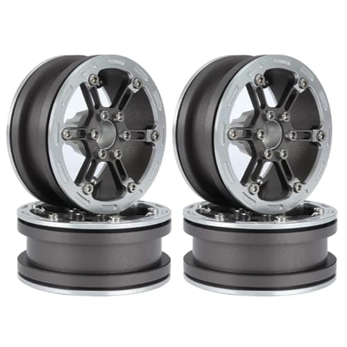 RC Reifen Für Axial Für SCX10 Für Wraith Für Capra RR10 Für Traxxas TRX4 2,2 Metall Beadlock Felge Nabe Für 1/10 RC Crawler Auto(Gray White) von MKIUYVD
