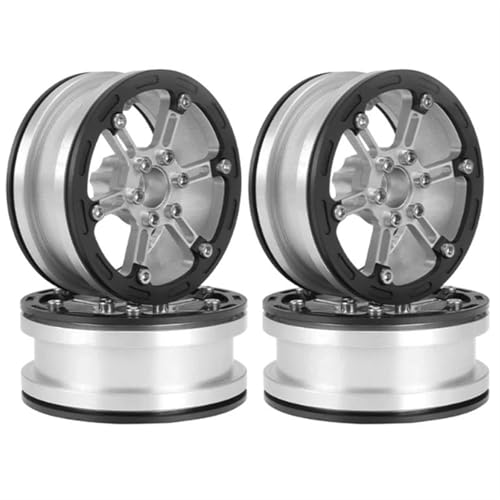 RC Reifen Für Axial Für SCX10 Für Wraith Für Capra RR10 Für Traxxas TRX4 2,2 Metall Beadlock Felge Nabe Für 1/10 RC Crawler Auto(White and Black) von MKIUYVD