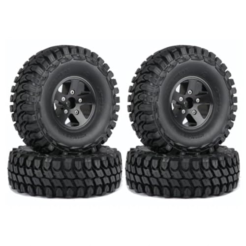 RC Reifen Für Axial SCX10 Für Traxxas TRX4 D90 Für Redcat 1/10 RC Crawler Car, 4-teilig, 110 Mm, Metall 1,9 Beadlock-Felge, Gummireifen-Set(Black) von MKIUYVD