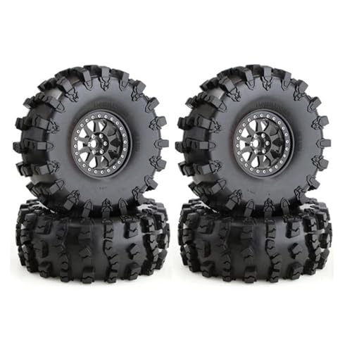 RC Reifen Für Axial SCX10 Für Wraith Für Capra Für Traxxas TRX4 D90 1/10 RC Crawler Car, 4 Stück, 150 Mm, Metall 2.2 Beadlock-Felgenreifensatz(Black) von MKIUYVD