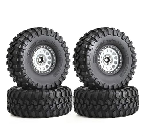 RC Reifen Für Axial SCX10 Für Wraith Für Capra Für Traxxas TRX4 D90 1/10 RC Crawler Car 4 STK. 135 Mm Metall 2.2 Beadlock Felgenreifensatz(Silver) von MKIUYVD
