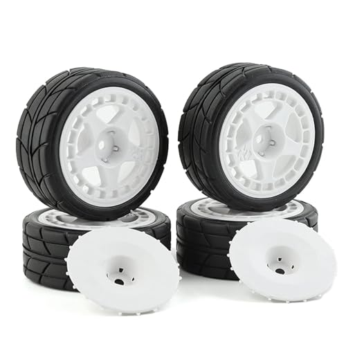 RC Reifen Für Chevrolet Für C3 Für Tamiya Für TT01 TT02 XV01 TA06 PTG-2 RC Für Rennwagenreifen Auf Straßenreifen Kunststoffräder Für 1/10(White) von MKIUYVD