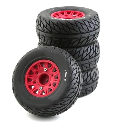 RC Reifen Für HSP Für Sonic 94102 Für Racing Für Tamiya TT02 4 Stück RC-Modellauto-Gummireifen Und Rad Für 1/8 1/10 RC On Road Car(Red,A) von MKIUYVD