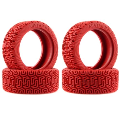 RC Reifen Für Sakura, Für Traxxas, Für HSP, Für Tamiya, Für HPI, 4 Stück, 68 Mm, 1/10 RC On-Road Drift Touring Car Gummireifen Radreifen(Red) von MKIUYVD