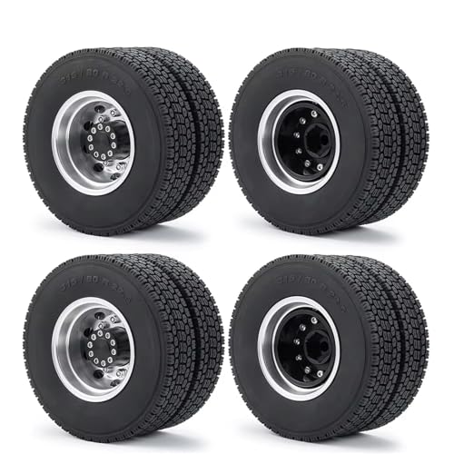 RC Reifen Für Tamiya, 4-teiliger Satz Hinterradfelgen, Naben Und Gummireifen Für 1/14 RC-Autos, Sattelzugmaschinen, Lastwagen, Anhänger, Räder, Teile von MKIUYVD