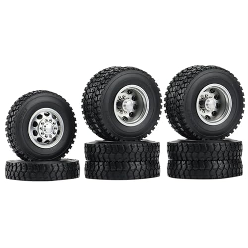 RC Reifen Für Tamiya 1/14 RC Anhänger Traktor LKW Auto Ersatzteile 6 PCS Metall Vorder- Und Hinterradnabe Gummireifen Radreifen von MKIUYVD