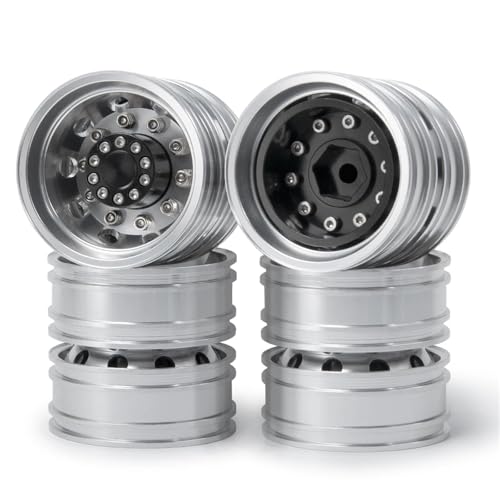 RC Reifen Für Tamiya 1/14 RC Anhänger Traktor LKW Auto Rad Reifen Upgrade Teile Hinterradfelge Aluminiumlegierung(4pcs) von MKIUYVD