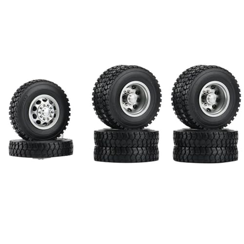 RC Reifen Für Tamiya Für Semi Für Scania 1/14 RC Anhänger Traktor LKW Autoteile Metall Vorne Und Hinten Felgennabe Mit 22 Mm Gummireifen von MKIUYVD