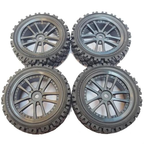 RC Reifen Für Tamiya Für TT01 TT02 XV01 LC PTG-2 Für HSP Für HPI 4 Stück 70 Mm 1/10 RC Off-Road Buggy Auto Gummireifen Radreifen(Black) von MKIUYVD
