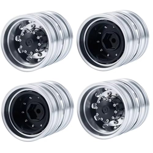 RC Reifen Für Tamiya Hinterradfelge Aus Aluminiumlegierung, 10 Speichen, Radnabe Für 1/14 RC Anhänger, Sattelzugmaschine, Autoräder, Reifen, Upgrade-Teil(4pcs) von MKIUYVD