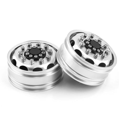 RC Reifen Für Tamiya RC Autoanhänger Für Traktor Für LKW-Auto-Upgrade-Teile, Metallrad Vorne Und Hinterradnabe Für 1/14(Front Wheel Rim) von MKIUYVD