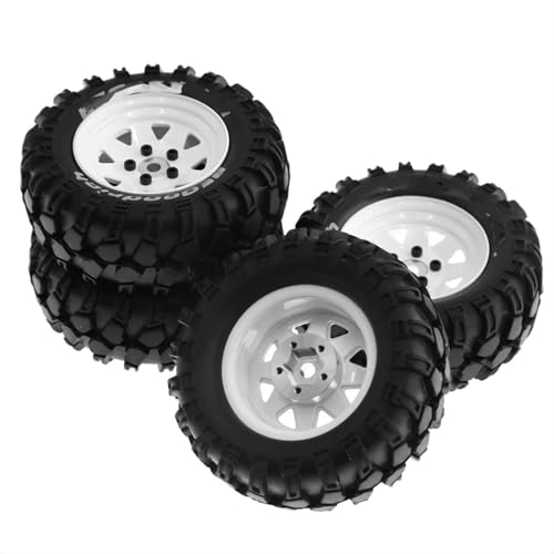 RC Reifen Für Traxxas 1/10 RC Crawler Car Metall 1,9 Zoll Beadlock Felge Gummireifensatz Mit 12mm Adapter RC Autoreifen Zubehör von MKIUYVD