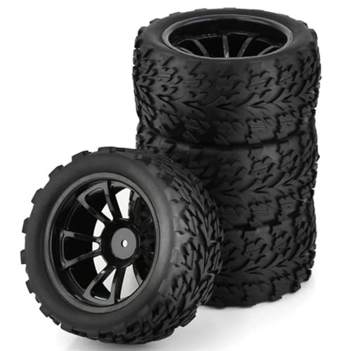 RC Reifen Für Traxxas Für Arrma Für Redcat Für HSP Für Tamiya 4 Stück 118 Mm 1/10 RC Truck Buggy Reifen Reifen Rad Schaumstoffeinsatz 12 Mm Sechskant(Black) von MKIUYVD