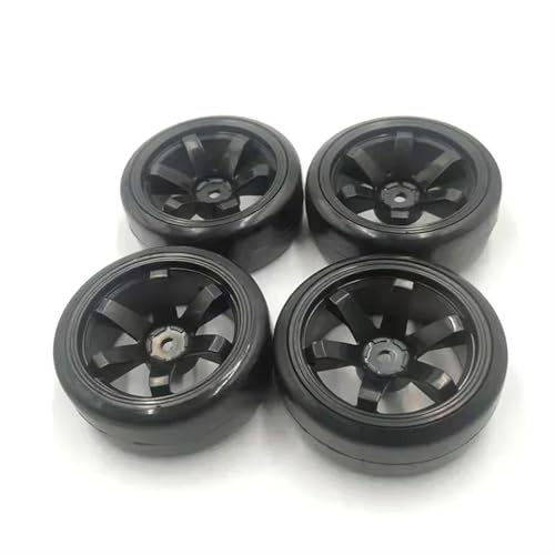 RC Reifen Für Traxxas Für HSP Für Tamiya Für HPI Für On-Road 144001 124018 124019 A959-B 4 Stück Hartplastik RC Flat Drift Reifenfelgen(Black) von MKIUYVD