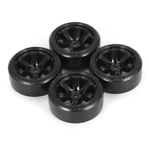 RC Reifen Für Trxs Für HSP Für Tamiya HPI 1:10 RC On-Road Vehicle Drifting Car Hard Tire Set 4-teiliges RC Hard Pattern Drift Tires Tire Wheel(Black) von MKIUYVD