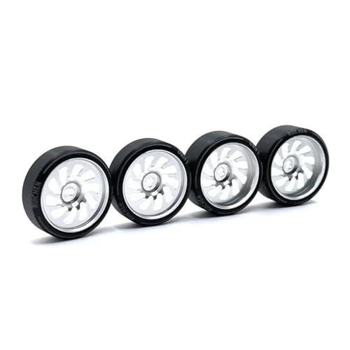 RC Reifen Für WLtoys Für KYOSHO Für Mosquito Car 1/28 RC Auto Ersatzteile Upgrade Und Modifikation 27mm Metall Drift Rad Reifen(White) von MKIUYVD