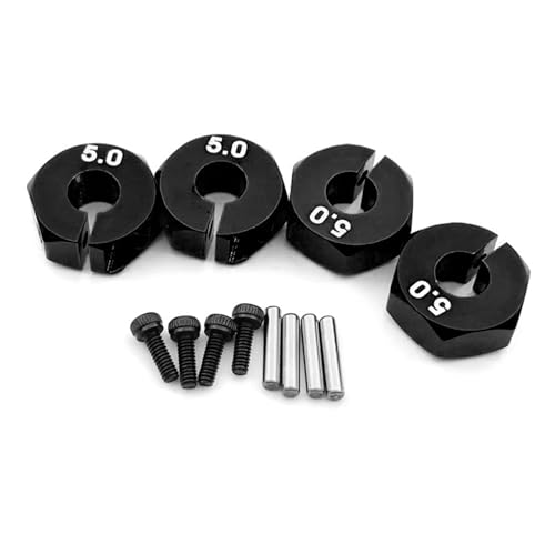 RC Spielzeugautoteile Für HSP Für Tamiya SCX10 Für Slash, 4 Stück, 5/6/7mm Dickes Rad, Sechskant, 12mm Antriebsnaben Mit Stiften, Schrauben Für RC-Auto-Crawler-Trucks(Black,5mm) von MKIUYVD