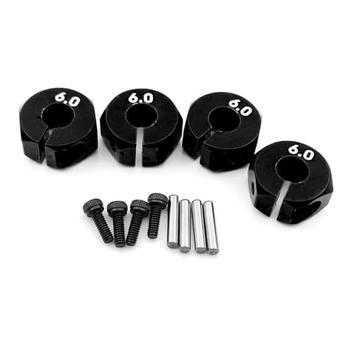 RC Spielzeugautoteile Für HSP Für Tamiya SCX10 Für Slash, 4 Stück, 5/6/7mm Dickes Rad, Sechskant, 12mm Antriebsnaben Mit Stiften, Schrauben Für RC-Auto-Crawler-Trucks(Black,6mm) von MKIUYVD