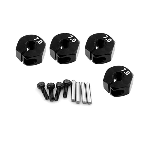 RC Spielzeugautoteile Für HSP Für Tamiya SCX10 Für Slash, 4 Stück, 5/6/7mm Dickes Rad, Sechskant, 12mm Antriebsnaben Mit Stiften, Schrauben Für RC-Auto-Crawler-Trucks(Black,7mm) von MKIUYVD