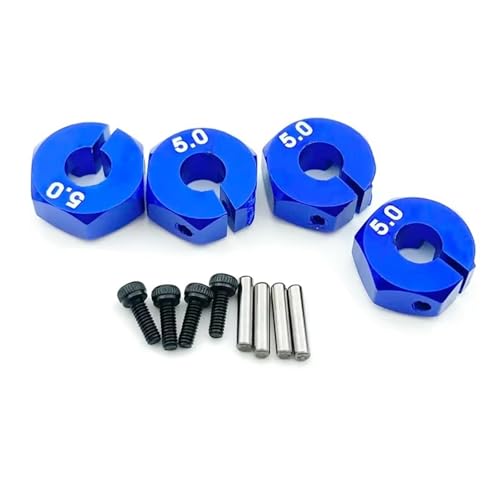 RC Spielzeugautoteile Für HSP Für Tamiya SCX10 Für Slash, 4 Stück, 5/6/7mm Dickes Rad, Sechskant, 12mm Antriebsnaben Mit Stiften, Schrauben Für RC-Auto-Crawler-Trucks(Blue,5mm) von MKIUYVD