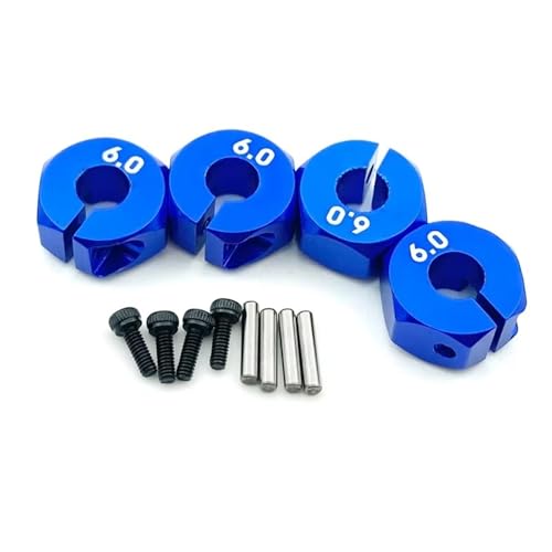 RC Spielzeugautoteile Für HSP Für Tamiya SCX10 Für Slash, 4 Stück, 5/6/7mm Dickes Rad, Sechskant, 12mm Antriebsnaben Mit Stiften, Schrauben Für RC-Auto-Crawler-Trucks(Blue,6mm) von MKIUYVD