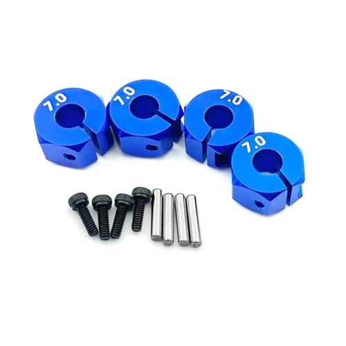 RC Spielzeugautoteile Für HSP Für Tamiya SCX10 Für Slash, 4 Stück, 5/6/7mm Dickes Rad, Sechskant, 12mm Antriebsnaben Mit Stiften, Schrauben Für RC-Auto-Crawler-Trucks(Blue,7mm) von MKIUYVD