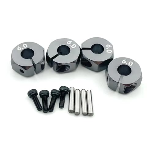 RC Spielzeugautoteile Für HSP Für Tamiya SCX10 Für Slash, 4 Stück, 5/6/7mm Dickes Rad, Sechskant, 12mm Antriebsnaben Mit Stiften, Schrauben Für RC-Auto-Crawler-Trucks(Gray,6mm) von MKIUYVD