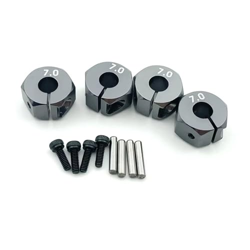 RC Spielzeugautoteile Für HSP Für Tamiya SCX10 Für Slash, 4 Stück, 5/6/7mm Dickes Rad, Sechskant, 12mm Antriebsnaben Mit Stiften, Schrauben Für RC-Auto-Crawler-Trucks(Gray,7mm) von MKIUYVD