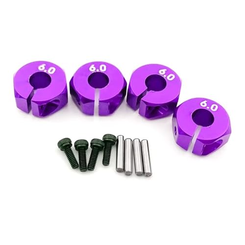 RC Spielzeugautoteile Für HSP Für Tamiya SCX10 Für Slash, 4 Stück, 5/6/7mm Dickes Rad, Sechskant, 12mm Antriebsnaben Mit Stiften, Schrauben Für RC-Auto-Crawler-Trucks(Purple,6mm) von MKIUYVD
