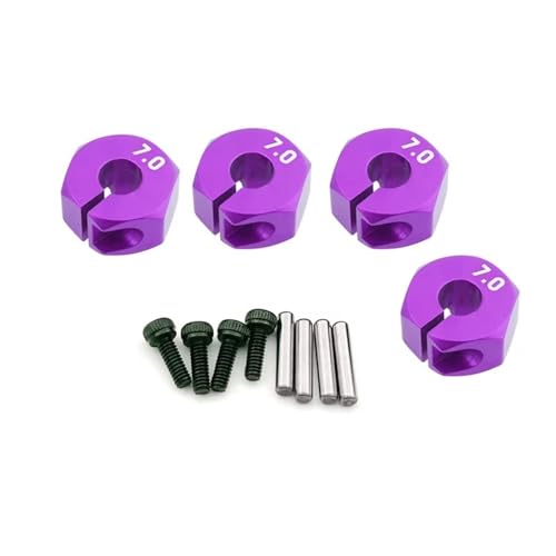RC Spielzeugautoteile Für HSP Für Tamiya SCX10 Für Slash, 4 Stück, 5/6/7mm Dickes Rad, Sechskant, 12mm Antriebsnaben Mit Stiften, Schrauben Für RC-Auto-Crawler-Trucks(Purple,7mm) von MKIUYVD
