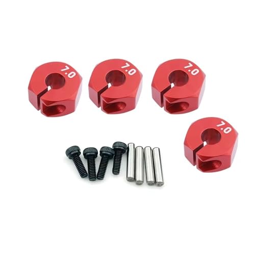 RC Spielzeugautoteile Für HSP Für Tamiya SCX10 Für Slash, 4 Stück, 5/6/7mm Dickes Rad, Sechskant, 12mm Antriebsnaben Mit Stiften, Schrauben Für RC-Auto-Crawler-Trucks(Red,7mm) von MKIUYVD