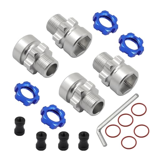RC Spielzeugautoteile Für Traxxas 1/10 Für Slash 2WD 4X4 Für Rustler Für Stampede 2WD 4X4 RC Auto Upgrade Teile Metall 12mm Bis 17mm Splined Rad Hex Hub Adapter(Blue) von MKIUYVD