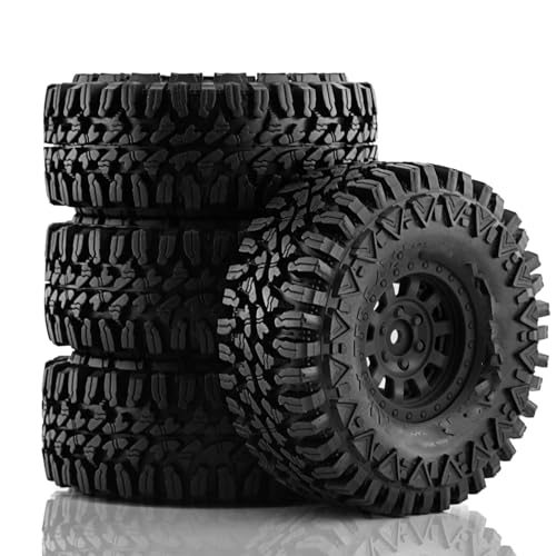 RC Spielzeugautoteile Für Traxxas Für TRX4 D90 Für Axial Für SCX10 II III 1/10 RC Crawler Car 4PCS 110mm 1,9" Beadlock Felgen-Reifen-Set(Black) von MKIUYVD
