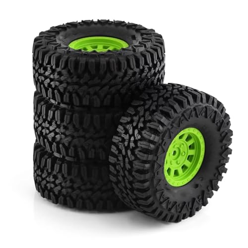 RC Spielzeugautoteile Für Traxxas Für TRX4 D90 Für Axial Für SCX10 II III 1/10 RC Crawler Car 4PCS 110mm 1,9" Beadlock Felgen-Reifen-Set(Green) von MKIUYVD