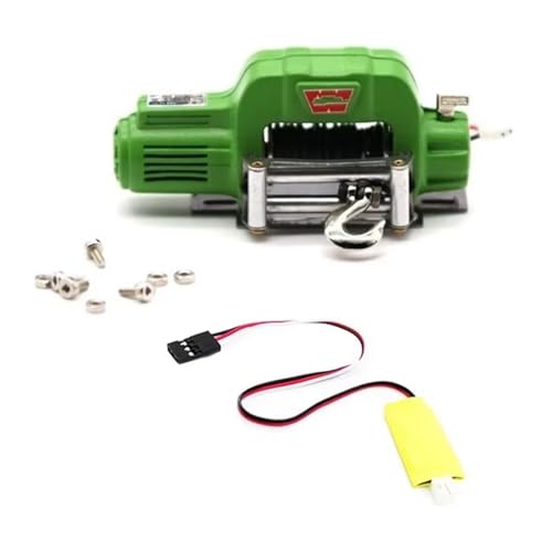 RC Spielzeugautoteile Kompatibel Mit Axial Für SCX10 Für TRAXXAS Für TRX4 D90 1/10 RC Crawler Auto Upgrade Teile Metall Automatische Winde Mit 3CH Steuerkabel(Green) von MKIUYVD