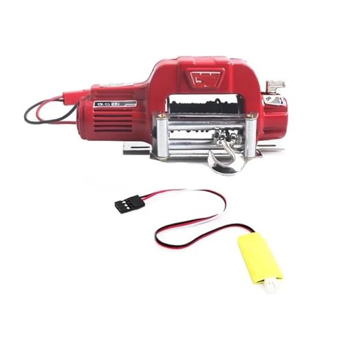 RC Spielzeugautoteile Kompatibel Mit Axial Für SCX10 Für TRAXXAS Für TRX4 D90 1/10 RC Crawler Auto Upgrade Teile Metall Automatische Winde Mit 3CH Steuerkabel(Red) von MKIUYVD