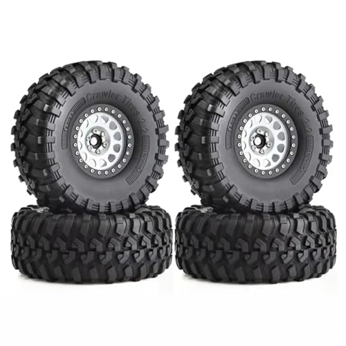 RC Spielzeugautoteile Kompatibel Mit Axial Für SCX10 RR10 Für Traxxas Für TRX4 YK4082 YK4083 1/10 RC Crawler Auto 130 Mm Metall 2,2 Zoll Beadlock Felgen-Reifen-Set(White) von MKIUYVD
