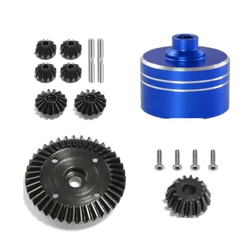 RC Spielzeugautoteile Kompatibel Mit Tamiya TT02 TT02B XV02 1/10 RC-Auto-Tuning-Teile-Zubehör, Metall-Differentialgehäuse, Metall-Stirnrad, Hauptzahnrad(Blue) von MKIUYVD