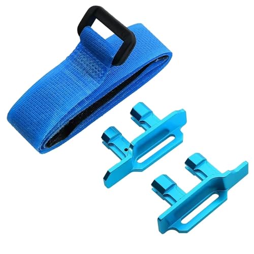 RC Spielzeugautoteile Kompatibel Mit Traxxas Für MAXX 1/10 RC-Auto-Upgrade-Teile, Metall, 3S, 4S, Hohe Batteriehalterung, Niederhalten Mit Batterieband(Blue) von MKIUYVD