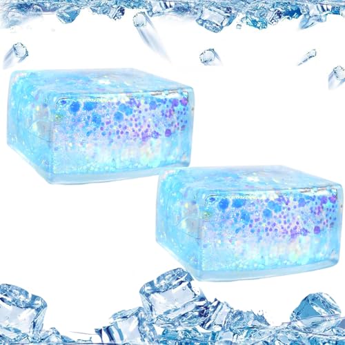 Eiswürfel Stress Balls, 2 Stück Druckspielzeug, Aurora Maltzucker unter Druck, Cube Anti Stress Spielzeug, Lindern Sie die Ermüdung der Finger, Geschenke für Mädchen und Jungen (blau) von MKKZLPN