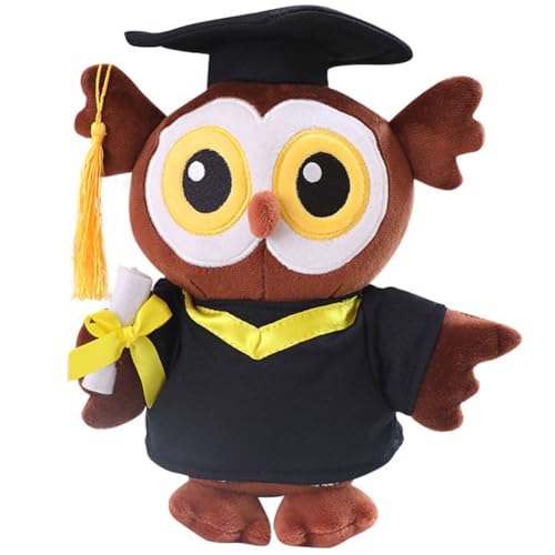 MKKZLPN Eule Plüschtier, Examens Eule, Eule Plüschtier mit Diplom und Doktorhut, Bachelor Abschluss Geschenk, Bachelor Geschenk, Bestandene Prüfung Geschenk, Geschenke zum Bachelor Abschluss von MKKZLPN