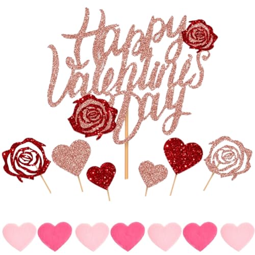 Valentinstag Cake Topper,Valentinstag Kuchen Topper,Love Heart Happy Valentine'S Day Cake Topper, Mit Glitzer Love Heart,Valentin, Hochzeit, Jahrestag Kuchen Cupcake Dekorieren ZubehöR,57pcs Valentinstag Cake Topper,Valentinstag Kuchen Topper,Love Heart Happy Valentine'S Day Cake Topper, Mit Glitzer Love Heart,Valentin, Hochzeit, Jahrestag Kuchen Cupcake Dekorieren ZubehöR,57pcs von MKKZLPN