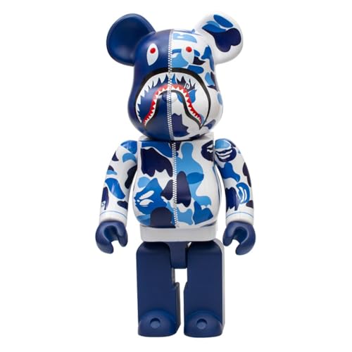 MKOLKGNE 28 cm/11 Zoll Bearbrick 400% Puppenmodell Violent Bear Spielzeug Geschenke Vitrine Ornament (Camouflage Blue Shark) von MKOLKGNE