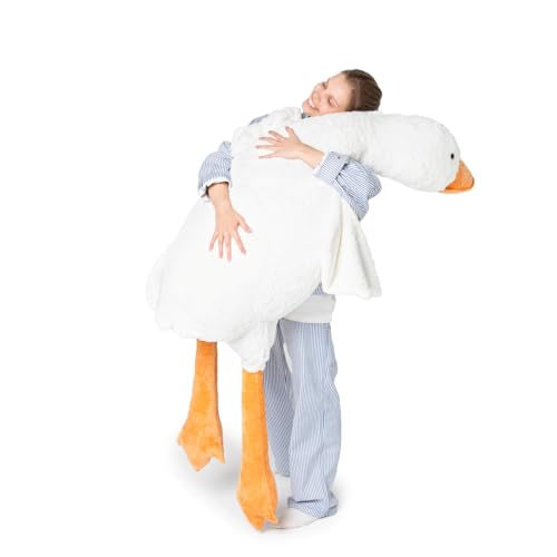 MKS Weiches Plüsch Ente Kuscheltier für Baby, Kleinkind, Kinder, Erwachsene | Riesige Gans Plüschtiere mit maschinenwaschbarem Bezug | Hypoallergener Entenkuschel 190cm von MKS