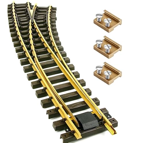 ML-Train Bogenweiche Messing R120/210 mit 3X Verbinder für Spur-G Gartenbahn (rechts) von ML-Train