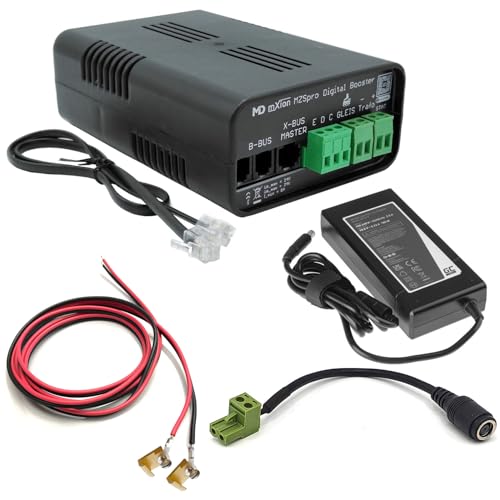 ML-Train Komplettset Digital-Booster 8 A mit Schaltnetzteil 19,5 V 9,23 A und Gleisanschlusskabel 1,5 m - Gartenbahn Spur G Zubehör von ML-Train