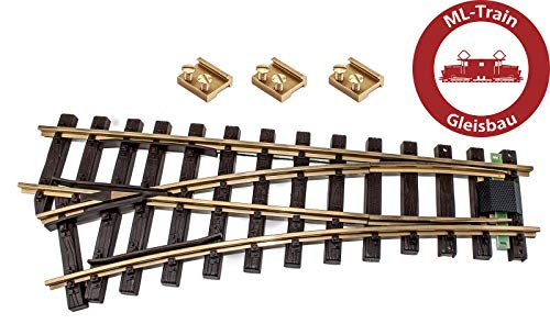 ML-Train Weiche Messing R90 cm mit 3X Verbinder für Spur-G (Links) von ML-Train