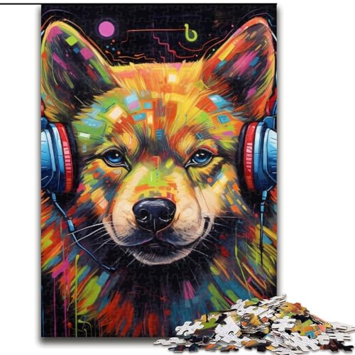 1000-Teile-Puzzle für Erwachsene, Husky mit Kopfhörern, aus Holz, lustige Aktivität für zu Hause, 50x75cm, herausfordernd und unterhaltsam, Familienaktivität 1000-Teile-Puzzle für Erwachsene, Husky mit Kopfhörern, aus Holz, lustige Aktivität für zu Hause, 50x75cm, herausfordernd und unterhaltsam, Familienaktivität von MLADSOEHK